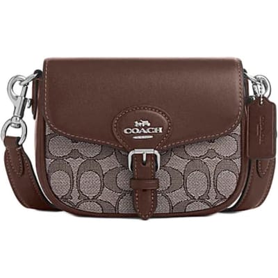 Coach Amelia 17 Signature Paard en Koets Logo Leer en Signature Jacquard Stof Schouder Crossbody Tas Kleine Unisex tassen CU982-SVS8S Basic Set (Bag+Dust Bag) gray