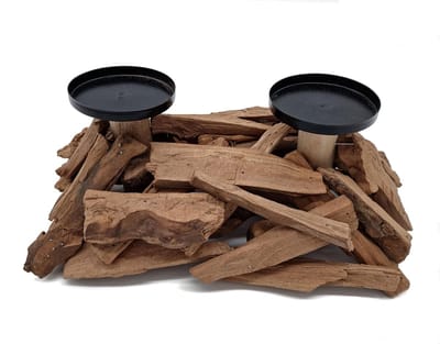 Houten Kandelaar voor 2 Stompkaarsen - Stijlvolle Kaarsenhouder voor Tafeldecoratie 31 x 19 cm