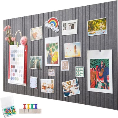 Grote Vilt Prikbord Zelfklevend 60 x 40 cm Vouwbaar Foto- en Memo Bord voor Wanddecoratie in Kantoor en Keuken (Maanlicht Grijs)