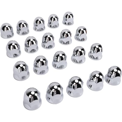 Wieldopjes 33mm Chroom Veilige Geflensde Wieldopjes voor Vrachtwagens Opleggers en Voertuigen 40 Stuks white