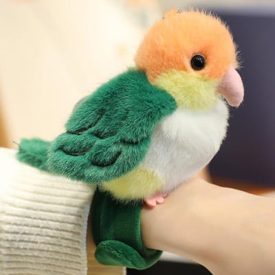 1/4 Inch Groene Papegaai Klaparmband Pluche Speelgoed Kawaii Gevuld Vogel Sleutelhanger Zacht Pluche Knuffel Cadeau voor Kinderen 10cm beige