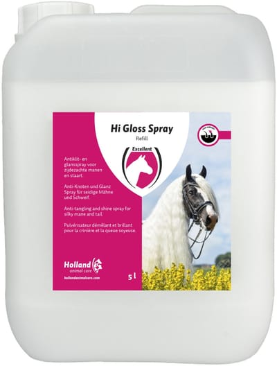 Excellent Hi Gloss spray navulling - Voor het creëren van een perfecte presentatie voor een keuring, wedstrijd of ander evenement - Geschikt voor paarden - 5 Liter