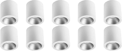 Opbouwspot 10 Pack - Proma Cliron Pro - GU10 Fitting - Opbouw Rond - Mat Wit/Zilver - Aluminium - Verdiept - Ø90mm