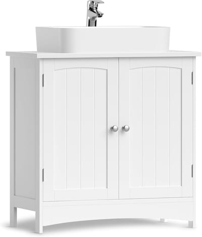 Conway Living - Wastafelonderkast, onderkast, wastafelonderkast, badkamerkast met 2 deuren, verstelbare legplank 60 x 30 x 60 cm, Wit CCD801XU