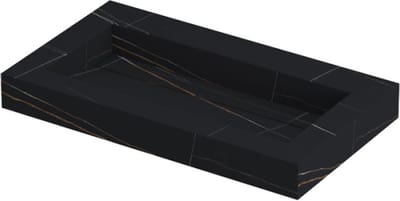 INK Pitch wastafel in keramische slab met drain en front en side skirts zonder kraangat 80x45x9cm, lauren black mat