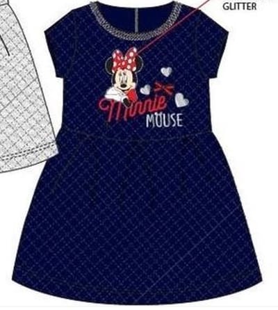 Disney Minnie Mouse  Jurk - Sweaterstof jurk - Donker Blauw- Maat 122/128 - 8 jaar