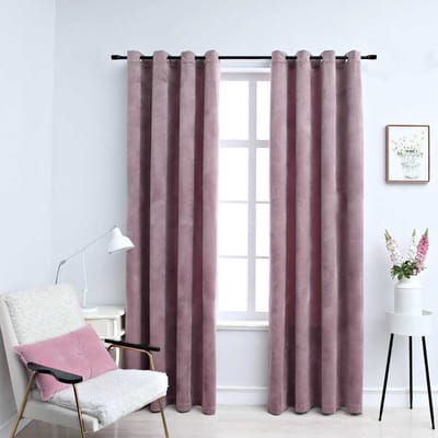 vidaXL - Gordijnen - verduisterend - met - ringen - 2 - st - 140x175 - cm - fluweel - roze