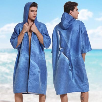 Microvezel Sneldrogende Strandhanddoek met Capuchon Zwemmen Omkleden Surfen Duiken Poncho Handdoek Zacht Huis Badjas Buiten Watersporten 110X80cm