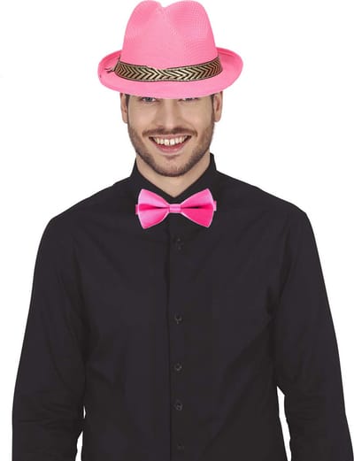 Boland Verkleedkleding setje 2 delig - roze - hoed en vlinderstrikje - heren en dames
