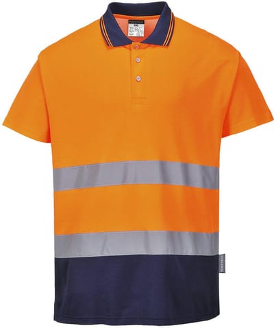 Portwest Tweekleuren Katoenen Comfort Polo S174 - Oranje/Marine - M