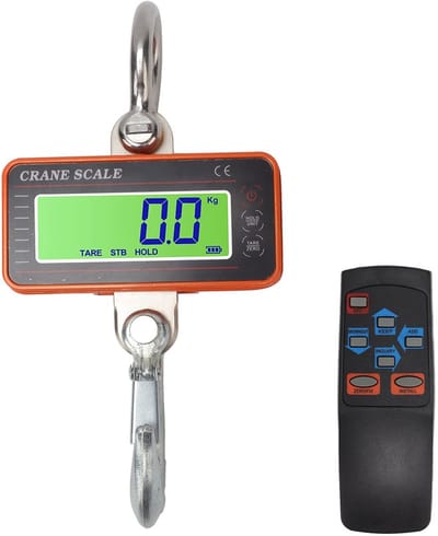 Dailygoods - Digitale Kraanweegschaal - 1500kg/3000lb met LED Display - Draadloze Afstandsbediening - Oranje - Precisie metingen - Ideaal voor profess...