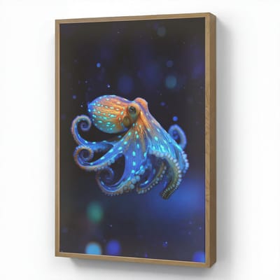 Wandlamp 60x90 cm - Oplaadbaar - Octopus - Stippen - Blauw - Zee - Wandlampen binnen woonkamer - Slaapkamer lamp - Decoratieve nachtlamp - Vloerlamp draadloos