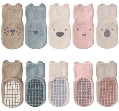 5 paar baby sokken met anti-slip grip voor kinderen