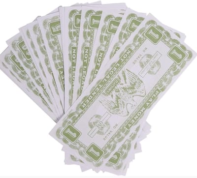 Nepgeld Set - Speelgeld Bankbiljetten - Feest Accessoire - 75 Stuks - 10 x 64 x 154 mm - Wit Groen