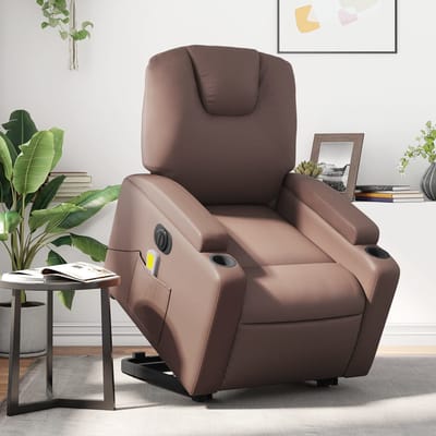 vidaXL - Sta-op-massagestoel - elektrisch - kunstleer - bruin