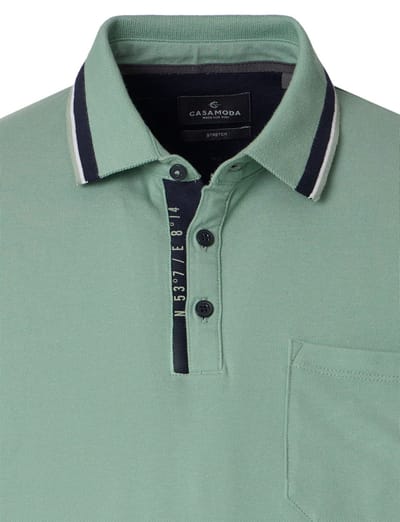 groene polo met zwarte omlijning Casa Moda korte mouw