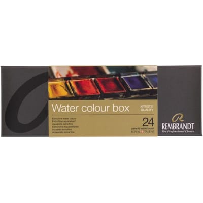 Aquarelverf - REMBRANDT - 24 extrafijne kleuren - Metalen etui - Penseel inbegrepen - Gemengd