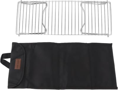 Allecto - Kampvuurgrill - BBQ - Draagbaar - Roestvrij staal - Houtskoolrooster - Kookrooster - Draagtas - 44 x 16 cm - 17.3 x 6.3 inch - Camping - ...