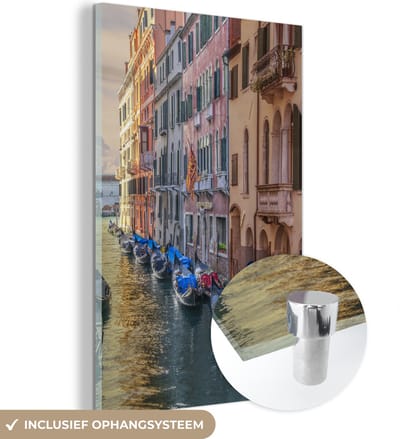 MuchoWow® Glasschilderij 40x60 cm - Schilderij acrylglas - Venetië - Architectuur - Italië - Foto op glas - Schilderijen