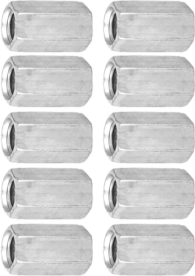 Dailygoods- Staafmoer M8*20 - Zeskantmoer - Koolstofstaal - Gegalvaniseerd - 10 Stuks - Hoge Sterkte - Moeren