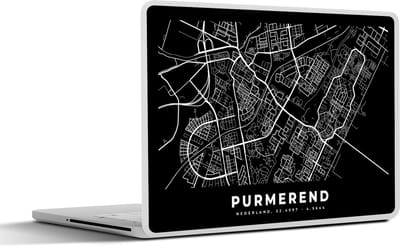 Laptop sticker - 10.1 inch - Kaart - Purmerend - Zwart - 25x18cm - Laptopstickers - Laptop skin - Cover