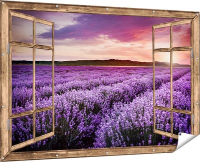 Gards Tuinposter Man met een Pistool in zijn Handen - 60x40 cm - Tuindoek - Tuindecoratie - Wanddecoratie buiten - Tuinschilderij