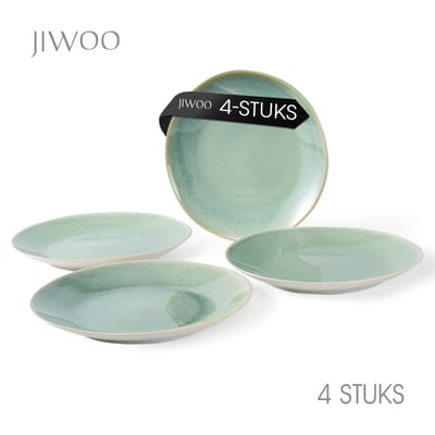 Set van 4 borden (Ø27,7cm / 10,5inch) dinerborden, pastaborden, dubbel reactief glazuur, serviesset 4 persoons, Geschikt voor restaurants, cateringbedrijven, familiefeesten, banketten en picknicks, Magnetron-vaatwasserbestendig, keramiek