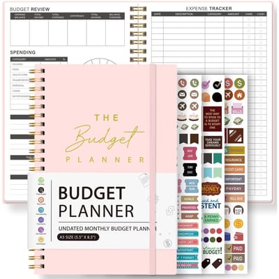 A5 Roze Budget Planner Ongedateerd Maandelijkse Financiële Organizer Met Kosten Tracker Budget Beoordelingspagina's Stickers Spiraalgebonden roze