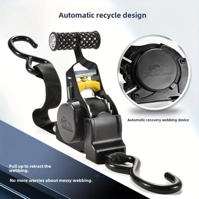 Dutchers® Zware Ratel Spanbanden - Spanband met Ratel - Sjorband - Bindriem - Bevestigingsriemen 3,3 m - 680 kg Treksterkte - Automatisch Intrekbaar