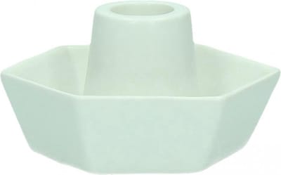 Pomax - kaarsenhouder - Kandelaar - Kerst - Porselein - Wit - 2 stuks - 10,2 x 9,1 x 5,2 cm