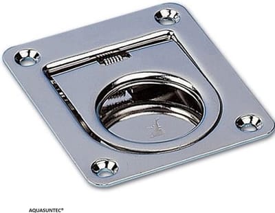 Aquasuntec | RVS Luikring met Veer | 56×78×14 mm | RVS 316 Boot Luikgreep Hoogglans Zoutwaterbestendig