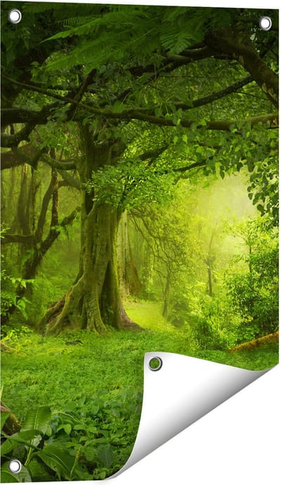 Gards Tuinposter Groene Tropische Jungle Bos - 40x60 cm - Tuindoek - Tuindecoratie - Wanddecoratie buiten - Tuinschilderij