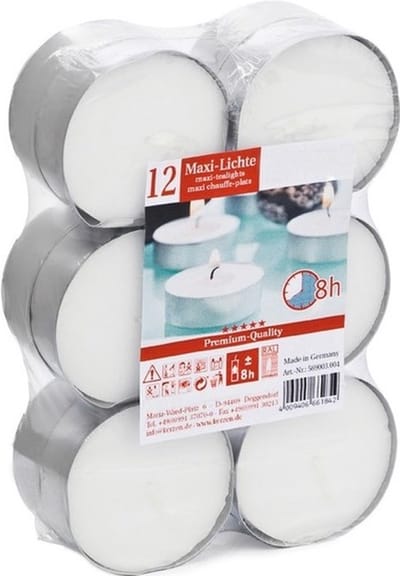 Trend Candles Waxinelichtjes - 12x stuks - 8 branduren - Geurloze kaarsen - Theelichtjes