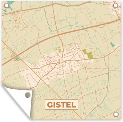 Tuin poster Vintage - Kaart - Plattegrond - Gistel - Stadskaart - 200x200 cm - Tuindoek