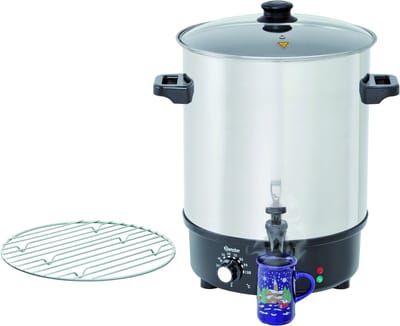XXL Gluhwein ketel RVS | Glazen Deksel | Heetwaterdispenser | Ã˜450mm | 30 liter