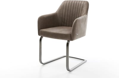 Sledestoel Greg-Flex sledemodel vlak grafiet microvelours taupe vintage pocketveer kern