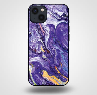 Smartphonica Telefoonhoesje voor iPhone 13 met marmer opdruk - TPU backcover case marble design - Goud Paars geschikt voor iPhone 13