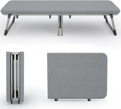 Opvouwbaar campingbed - Draagbaar bed - Buiten ontspannen - Robuuste constructie - 190x80CM - Zwart