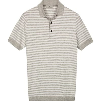 Thomas Maine Polo Pullover Short Sleeve Single Knit Yarn Dyed Stripe Licht Grijs Melange / male