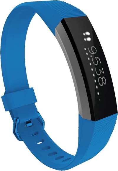By Qubix - Compatible Fitbit bandje - Geschikt voor Fitbit Alta HR siliconen bandje met gesp - Maat: Large - Denimblauw Smartwatch bandje