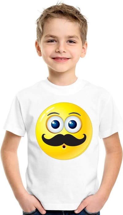 emoticon/ emoticon t-shirt snor wit kinderen 110/116