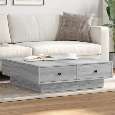 vidaXL - Salontafel - 90x90x28 - cm - bewerkt - hout - grijs - sonoma - eikenkleurig
