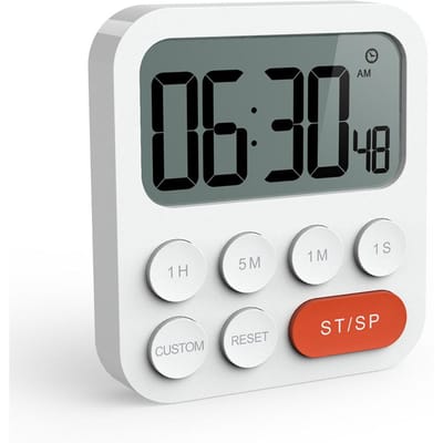 Digitale Keukentimer Magnetische Op-Aftelklok met Aanpasfunctie Standaard en Groot LCD wit