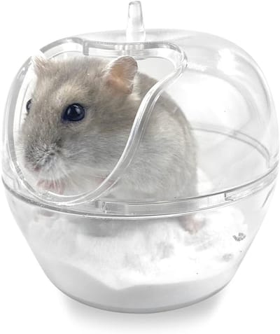Hamster Badkuip van Plastic - Transparante Badcontainer voor Kleine Huisdieren, Ideaal voor Hamsters en Chinchilla's met Schepje en Sauna Functie