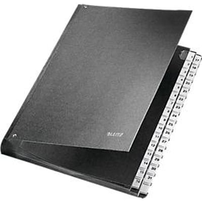LEITZ® sorteermap, voor A4, numeriek, 31 waaiers, grijs karton, zwart