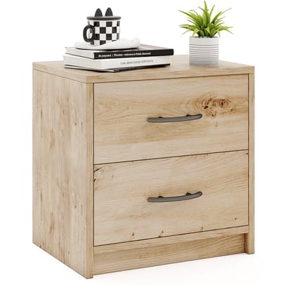 COSTWAY Nachtkastje met 2 laden, kleine bijzettafel, nachtkastje, banktafel, nachtkastje, nachtkastje voor slaapkamer, woonkamer, 38,5 x 28 x 39 cm (eiken)