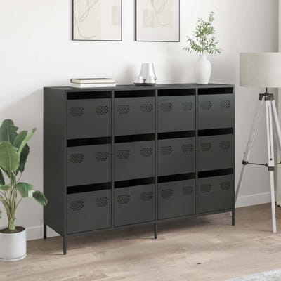 vidaXL - Dressoir - 135x39x103,5 - cm - koudgewalst - staal - zwart