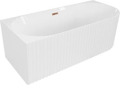 Mexen Gia vrijstaande hoekbad geribbeld links 170 x 80 , wit glans, overloop roségoud - 52701708000L-60