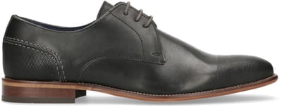 Manfield - Heren - Zwarte leren veterschoenen - Maat 40
