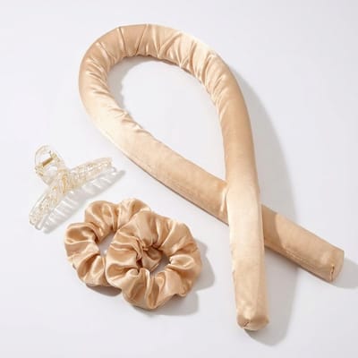 Goudkleurig heatless curling rod haar kruller dames zonder hitte met zachte haarband en bijpassende haarclip flexibel ontwerp heatless curls geschikt voor slapen en dagelijks gebruik